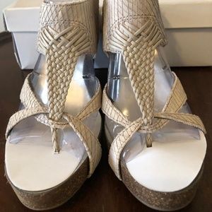 Chi by Carlos Falchi "THALIA" Beige Wedges 8.5M